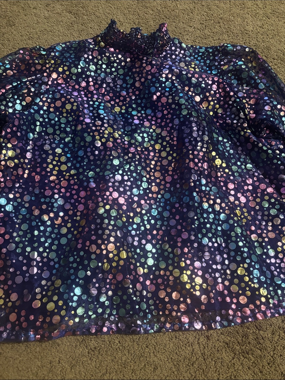 Ashley Stewart Purple Iridescent Polka Dot Blouse, Size 18 - Picture 2 of 6